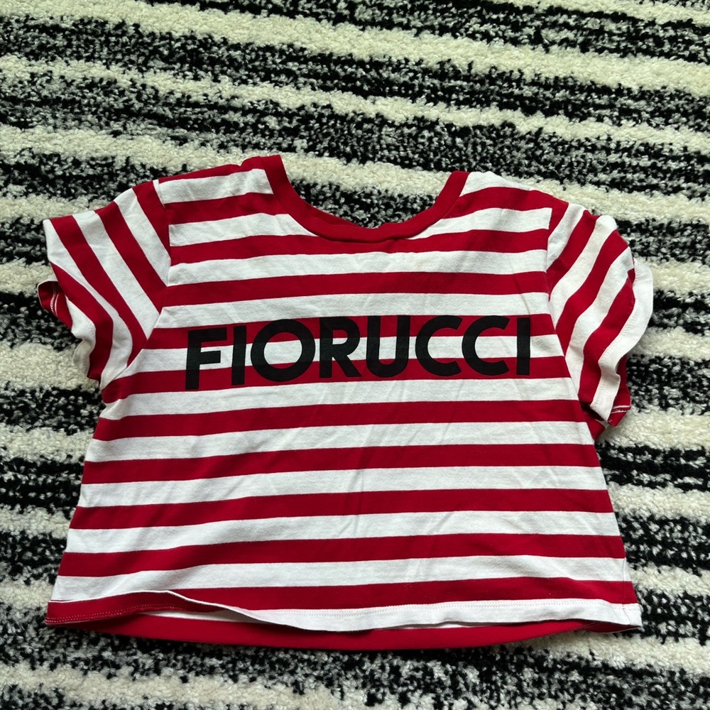 Fiorucci Red and White Striped Cropped Top